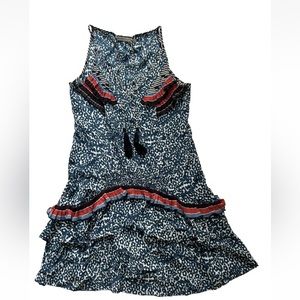 ￼ see by chloe dress 100% Silk Blue Sleeveless Ruffle Size 4